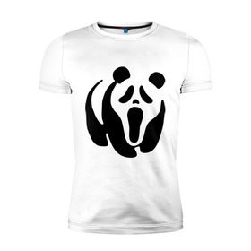 Мужская футболка премиум с принтом Scream Panda в Новосибирске, 92% хлопок, 8% лайкра | приталенный силуэт, круглый вырез ворота, длина до линии бедра, короткий рукав | панда