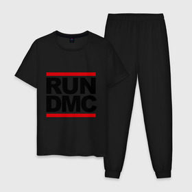 Мужская пижама хлопок с принтом Run DMC в Новосибирске, 100% хлопок | брюки и футболка прямого кроя, без карманов, на брюках мягкая резинка на поясе и по низу штанин
 | dmc | gangsta | gansta | hip hop | hop | rap | run | рэп | рэпчина | хип | хип хоп | хипхоп | хоп