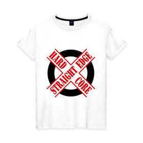 Женская футболка хлопок с принтом Straight edge (sXe) (1) в Новосибирске, 100% хлопок | прямой крой, круглый вырез горловины, длина до линии бедер, слегка спущенное плечо | 