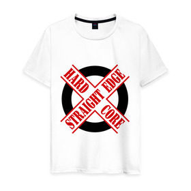 Мужская футболка хлопок с принтом Straight edge (sXe) (1) в Новосибирске, 100% хлопок | прямой крой, круглый вырез горловины, длина до линии бедер, слегка спущенное плечо. | Тематика изображения на принте: 