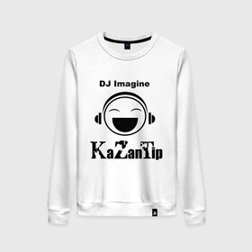 Женский свитшот хлопок с принтом DJ KaZanTip в Новосибирске, 100% хлопок | прямой крой, круглый вырез, на манжетах и по низу широкая трикотажная резинка  | dj | kazantip | диджей | ибица | казан | казантип | клуб | наушники