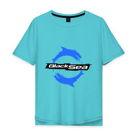 Мужская футболка хлопок Oversize с принтом Черное море - Black Sea в Новосибирске, 100% хлопок | свободный крой, круглый ворот, “спинка” длиннее передней части | black sea | дельфины | черное море
