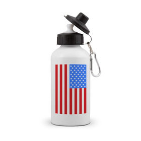 Бутылка спортивная с принтом Американский флаг в Новосибирске, металл | емкость — 500 мл, в комплекте две пластиковые крышки и карабин для крепления | america | usa | америка | соединенные штаты | сша | флаг | штаты