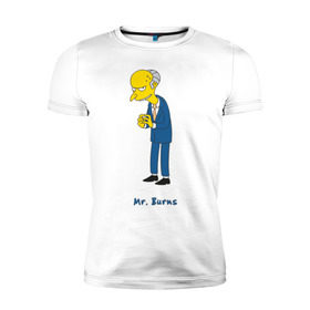 Мужская футболка премиум с принтом Mr. Burns (The Simpsons) в Новосибирске, 92% хлопок, 8% лайкра | приталенный силуэт, круглый вырез ворота, длина до линии бедра, короткий рукав | burns | simpsons | симпсоны | симсоны