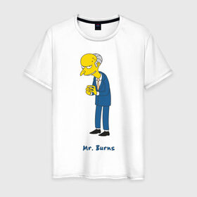 Мужская футболка хлопок с принтом Mr. Burns (The Simpsons) в Новосибирске, 100% хлопок | прямой крой, круглый вырез горловины, длина до линии бедер, слегка спущенное плечо. | burns | simpsons | симпсоны | симсоны