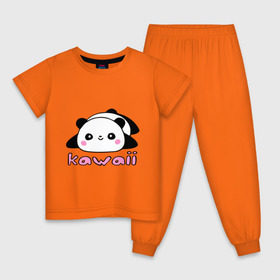 Детская пижама хлопок с принтом Kawaii Panda (Кавай Панда) в Новосибирске, 100% хлопок |  брюки и футболка прямого кроя, без карманов, на брюках мягкая резинка на поясе и по низу штанин
 | панда