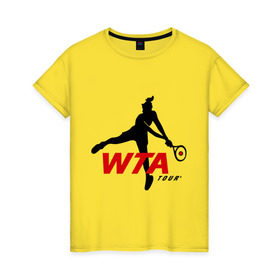 Женская футболка хлопок с принтом Теннисистка (3) в Новосибирске, 100% хлопок | прямой крой, круглый вырез горловины, длина до линии бедер, слегка спущенное плечо | 