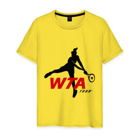 Мужская футболка хлопок с принтом Теннисистка (3) в Новосибирске, 100% хлопок | прямой крой, круглый вырез горловины, длина до линии бедер, слегка спущенное плечо. | 