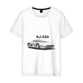 Мужская футболка хлопок с принтом Jaguar XJ-220 в Новосибирске, 100% хлопок | прямой крой, круглый вырез горловины, длина до линии бедер, слегка спущенное плечо. | 
