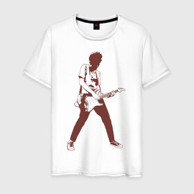 Мужская футболка хлопок с принтом Гитарист в Новосибирске, 100% хлопок | прямой крой, круглый вырез горловины, длина до линии бедер, слегка спущенное плечо. | Тематика изображения на принте: гитара