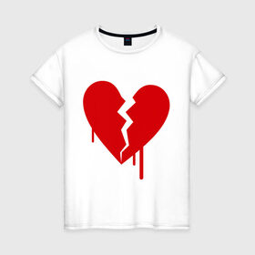 Женская футболка хлопок с принтом Разбитое сердце (2) в Новосибирске, 100% хлопок | прямой крой, круглый вырез горловины, длина до линии бедер, слегка спущенное плечо | любовь | отношения | разбитое | расставание | сердце | чувства