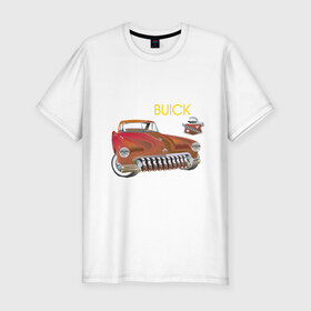 Мужская футболка премиум с принтом Buick в Новосибирске, 92% хлопок, 8% лайкра | приталенный силуэт, круглый вырез ворота, длина до линии бедра, короткий рукав | 