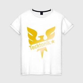 Женская футболка хлопок с принтом Tecktonik Gold в Новосибирске, 100% хлопок | прямой крой, круглый вырез горловины, длина до линии бедер, слегка спущенное плечо | dance | tecktonick | tektonic | tektonik | клуб | танцевать | тектоник | тиктоник