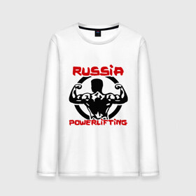 Мужской лонгслив хлопок с принтом Powerlifting Russia в Новосибирске, 100% хлопок |  | Тематика изображения на принте: powerlifting