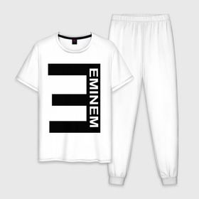 Мужская пижама хлопок с принтом Eminem(2) в Новосибирске, 100% хлопок | брюки и футболка прямого кроя, без карманов, на брюках мягкая резинка на поясе и по низу штанин
 | eminem | gangsta | gansta | hip | hip hop | hop | rap | реп | рэп | рэпчина | хип | хип хоп | хоп | эминем