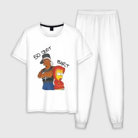 Мужская пижама хлопок с принтом 50 cent and Bart в Новосибирске, 100% хлопок | брюки и футболка прямого кроя, без карманов, на брюках мягкая резинка на поясе и по низу штанин
 | 50 cent | simpsons | барт | симпсоны | симсоны