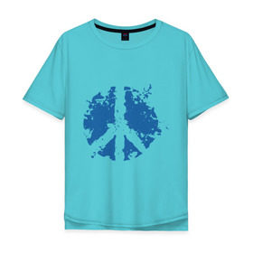 Мужская футболка хлопок Oversize с принтом Peace мир в Новосибирске, 100% хлопок | свободный крой, круглый ворот, “спинка” длиннее передней части | хиппи