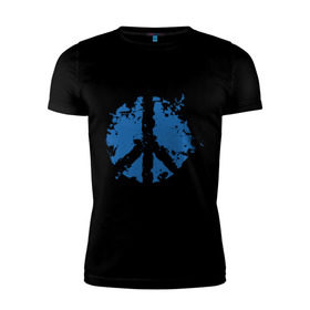 Мужская футболка премиум с принтом Peace мир в Новосибирске, 92% хлопок, 8% лайкра | приталенный силуэт, круглый вырез ворота, длина до линии бедра, короткий рукав | Тематика изображения на принте: хиппи