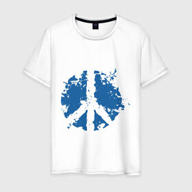Мужская футболка хлопок с принтом Peace мир в Новосибирске, 100% хлопок | прямой крой, круглый вырез горловины, длина до линии бедер, слегка спущенное плечо. | хиппи
