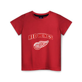 Детская футболка хлопок с принтом Detroit Red Wings (2) в Новосибирске, 100% хлопок | круглый вырез горловины, полуприлегающий силуэт, длина до линии бедер | detroit red wings | nhl | лига | национальная хоккейная лига | нхл