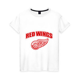 Женская футболка хлопок с принтом Detroit Red Wings (2) в Новосибирске, 100% хлопок | прямой крой, круглый вырез горловины, длина до линии бедер, слегка спущенное плечо | detroit red wings | nhl | лига | национальная хоккейная лига | нхл