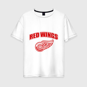 Женская футболка хлопок Oversize с принтом Detroit Red Wings (2) в Новосибирске, 100% хлопок | свободный крой, круглый ворот, спущенный рукав, длина до линии бедер
 | detroit red wings | nhl | лига | национальная хоккейная лига | нхл