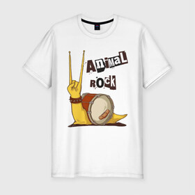 Мужская футболка премиум с принтом Animal Rock - Животный рок в Новосибирске, 92% хлопок, 8% лайкра | приталенный силуэт, круглый вырез ворота, длина до линии бедра, короткий рукав | Тематика изображения на принте: animal rock | живой рок | прикольные | рок | улитка