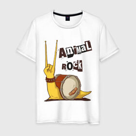 Мужская футболка хлопок с принтом Animal Rock - Животный рок в Новосибирске, 100% хлопок | прямой крой, круглый вырез горловины, длина до линии бедер, слегка спущенное плечо. | animal rock | живой рок | прикольные | рок | улитка
