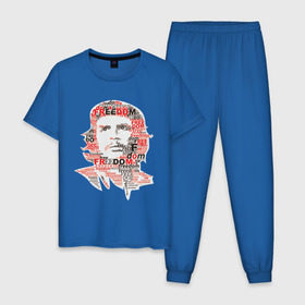 Мужская пижама хлопок с принтом Che Guevara (3) в Новосибирске, 100% хлопок | брюки и футболка прямого кроя, без карманов, на брюках мягкая резинка на поясе и по низу штанин
 | гевара | куба | революция | свобода | че