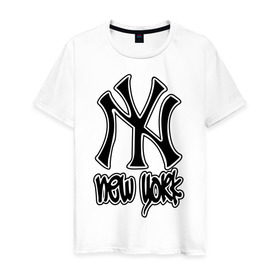 Мужская футболка хлопок с принтом New York (Нью Йорк) в Новосибирске, 100% хлопок | прямой крой, круглый вырез горловины, длина до линии бедер, слегка спущенное плечо. | new york | ny | nyc | город | города | нью йорк | ньюйорк