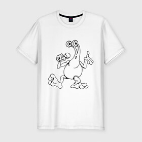 Мужская футболка премиум с принтом Инопланетянин (4) в Новосибирске, 92% хлопок, 8% лайкра | приталенный силуэт, круглый вырез ворота, длина до линии бедра, короткий рукав | гуманоид | инопланетянин | нло | пришелец