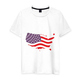 Мужская футболка хлопок с принтом Флаг Америки в Новосибирске, 100% хлопок | прямой крой, круглый вырез горловины, длина до линии бедер, слегка спущенное плечо. | america | usa | америка | сша | флаг | штаты