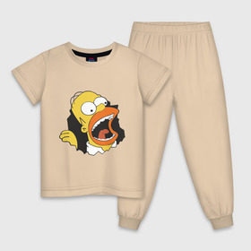 Детская пижама хлопок с принтом Гомер Симпсон вылезает в Новосибирске, 100% хлопок |  брюки и футболка прямого кроя, без карманов, на брюках мягкая резинка на поясе и по низу штанин
 | гомер