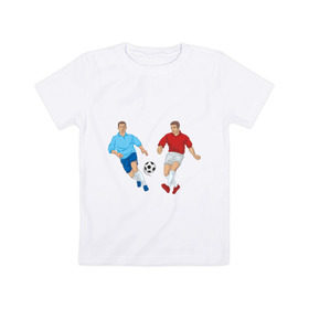 Детская футболка хлопок с принтом Футбол в Новосибирске, 100% хлопок | круглый вырез горловины, полуприлегающий силуэт, длина до линии бедер | Тематика изображения на принте: football | футбол | футболист | футбольный мяч