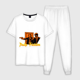 Мужская пижама хлопок с принтом Pulp Fiction в Новосибирске, 100% хлопок | брюки и футболка прямого кроя, без карманов, на брюках мягкая резинка на поясе и по низу штанин
 | pulp fiction | криминальное чтиво
