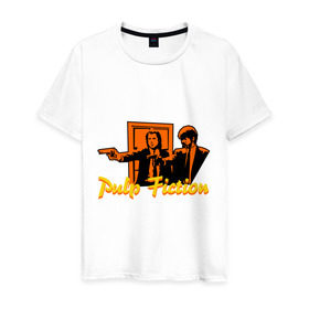 Мужская футболка хлопок с принтом Pulp Fiction в Новосибирске, 100% хлопок | прямой крой, круглый вырез горловины, длина до линии бедер, слегка спущенное плечо. | pulp fiction | криминальное чтиво