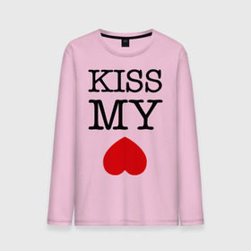 Мужской лонгслив хлопок с принтом Kiss my ace в Новосибирске, 100% хлопок |  | Тематика изображения на принте: поцелуй | сердце | целовать