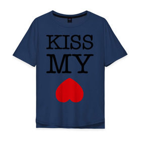 Мужская футболка хлопок Oversize с принтом Kiss my ace в Новосибирске, 100% хлопок | свободный крой, круглый ворот, “спинка” длиннее передней части | Тематика изображения на принте: поцелуй | сердце | целовать