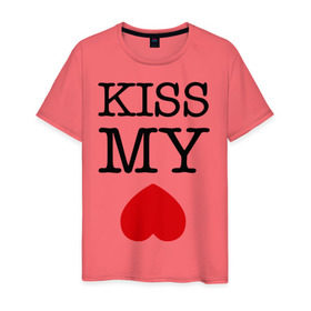Мужская футболка хлопок с принтом Kiss my ace в Новосибирске, 100% хлопок | прямой крой, круглый вырез горловины, длина до линии бедер, слегка спущенное плечо. | Тематика изображения на принте: поцелуй | сердце | целовать