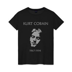 Женская футболка хлопок с принтом Kurt Cobain в Новосибирске, 100% хлопок | прямой крой, круглый вырез горловины, длина до линии бедер, слегка спущенное плечо | kurt cobain | nirvana | кумиры | курт кобейн | легенды | нирвана | певцы | портреты