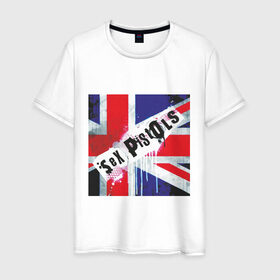 Мужская футболка хлопок с принтом Sex Pistols (2) в Новосибирске, 100% хлопок | прямой крой, круглый вырез горловины, длина до линии бедер, слегка спущенное плечо. | британский флаг