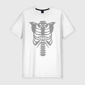 Мужская футболка премиум с принтом Доктор Хаус (скелет) в Новосибирске, 92% хлопок, 8% лайкра | приталенный силуэт, круглый вырез ворота, длина до линии бедра, короткий рукав | скелет
