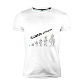 Мужская футболка премиум с принтом Bender evolution в Новосибирске, 92% хлопок, 8% лайкра | приталенный силуэт, круглый вырез ворота, длина до линии бедра, короткий рукав | bender | evolution | futurama | футурама | эволюция