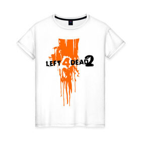 Женская футболка хлопок с принтом Left 4 Dead 2 (кровь из шеи) в Новосибирске, 100% хлопок | прямой крой, круглый вырез горловины, длина до линии бедер, слегка спущенное плечо | left 4 dead | кровь из шеи