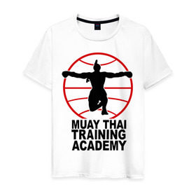 Мужская футболка хлопок с принтом Mauy Thai Training Academy в Новосибирске, 100% хлопок | прямой крой, круглый вырез горловины, длина до линии бедер, слегка спущенное плечо. | 