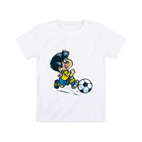 Детская футболка хлопок с принтом Футболист (5) в Новосибирске, 100% хлопок | круглый вырез горловины, полуприлегающий силуэт, длина до линии бедер | 
