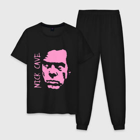 Мужская пижама хлопок с принтом Nick Cave в Новосибирске, 100% хлопок | брюки и футболка прямого кроя, без карманов, на брюках мягкая резинка на поясе и по низу штанин
 | Тематика изображения на принте: 