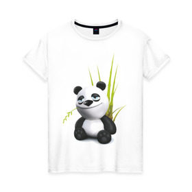 Женская футболка хлопок с принтом Панда кайфует в Новосибирске, 100% хлопок | прямой крой, круглый вырез горловины, длина до линии бедер, слегка спущенное плечо | panda | кайф | медведь | панда кайфует