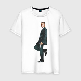 Мужская футболка хлопок с принтом Брэд Питт в Новосибирске, 100% хлопок | прямой крой, круглый вырез горловины, длина до линии бедер, слегка спущенное плечо. | brad pitt | брэд питт | мистер и миссис смит