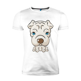 Мужская футболка премиум с принтом Милый песик в Новосибирске, 92% хлопок, 8% лайкра | приталенный силуэт, круглый вырез ворота, длина до линии бедра, короткий рукав | милый песик | пес | собака | собачка | щенок | щенята